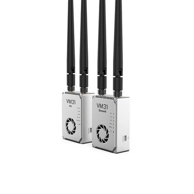 VM31 Video&amp;Data&amp;RCリンクは2つの周波数で 800MHz、1.4GHz) で,15kmのグレード (空から地面) の送信範囲を有する.