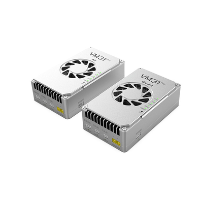 VM31 Video&amp;Data&amp;RCリンクは2つの周波数で 800MHz、1.4GHz) で,15kmのグレード (空から地面) の送信範囲を有する.